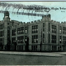 c1910s Joliet, IL Township High School Castle Architecture Litho DB Postcard picture
