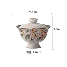 130ml Ceramic Handpainted Flowers High Foot Gaiwan Tea Tureen Kungfu Teaware picture