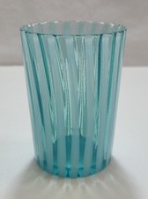 Antique EAPG  Beaumont Glass Co. Opalescent Ribbed Blue Teal White Tumbler picture