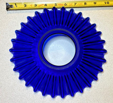 Vintage Cobalt Blue Ruffled Petticoat Glass Oil Lamp Shade with 2-3/4