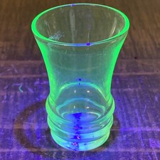 Vintage Uranium Vaseline Glass Shot Glass Glows Art Deco 2 in. picture
