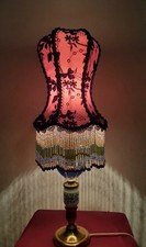 Victorian blue lampshade with beaded rings for table lamps picture