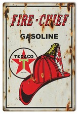 Aged Looking Fire Chief Texaco Gasoline Sign picture