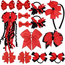 School Hair Accessories Set 14 Pcs Uniform Hair Bow Headbands Clips Hair Ties Re picture