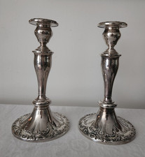 VINTAGE Gorham Rose Scroll Candleholder PAIR Silver YC 1383 Candlestick picture