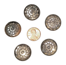 Vintage Metal  Buttons Intricate Filigree Garland Metal Filigree  Set of Five picture