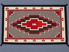Vintage Southwestern Geometric Woven Rug Red Gray Black Western Decor picture
