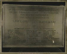 1959 Press Photo Plaque unveiled at Lawrence J. Timmerman field in Milwaukee. picture