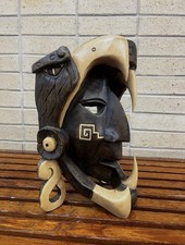 Beautiful Duality Eagle Jaguar Aztec Mayan Warrior Mask Mexico Handcrafted picture