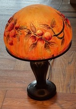 Pairpoint Style Puffy Fruit Reverse Painted Glass Lamp ~ EXQUISITE 19x12” picture