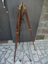 WOODEN ANTIQUE ROYAL NAUTICAL TRIPOD FLOOR LAMP STAND SHADE TRIPOD GIFT/DECORE picture