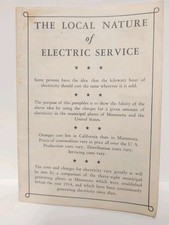 1933 State Of Minnesota Local Electric Service Kilowatt Hour Electricity Cost  picture