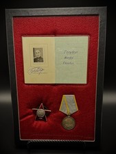USSR WWII  Order of Red  Star and Combat Service medal with award document picture