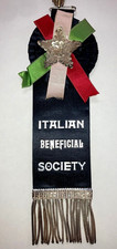 Antique Italian American Fraternal Society Member Ribbon Badge~Philadelphia PA picture