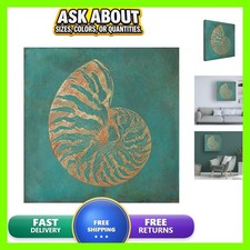 Trademark Fine Art Nautilus Shell Gold on Turquois Canvas Art by Cora Niele picture