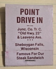 Point Drive In Restaurant Matchbook AS IS Sheboygan Falls  Wisconsin WI Y1 picture