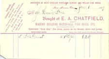 1889 E.A. Chatfield, New Haven, CT Cement Billhead picture