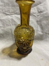 La Soufflerie Head Bud Vase yellow Glass Vase Tete Paris 3”x 6” picture