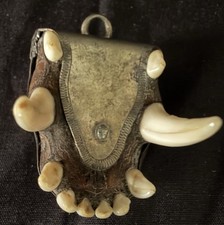 Antique German Charivari Hunting Amulet silver mounted pendant . picture