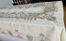 Antique Napoleon Bonaparte Madeira Linen Tablecloth and 12 Napkins Exquisite picture