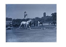 1921 Sells Floto Circus Bareback Acrobat Horse Flip Boston Glass Negative OOAK picture