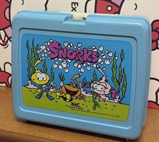 Vintage Snorks Lunchbox Plastic 1984 Cartoon Blue Sepp Wallace Berrie No Thermos picture