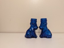 Cobalt Blue Glass Figural Bottles Set of 2 Manufactured By T. H Stough picture