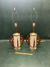 Pr Vintage MCM  50s 60s Atomic Era Table Lamps W/ night lights in base picture