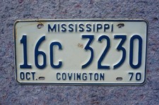 1970 Mississippi License Plate picture