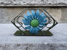 MCM 1960s Daisy Flower Metal Scroll Napkin Holder | Retro Flower Power picture
