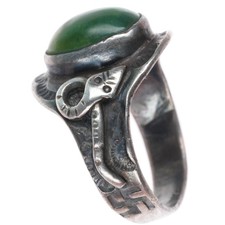 sz8 c1930 Navajo sterling silver Cerrillos turquoise whirling logs/Snakes ring picture