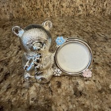 Vintage Oneida Silver Plate Teddy Bear Baby Bank Picture Frame Made in Japan picture
