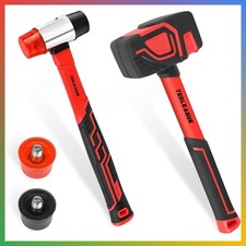 2pcs Rubber Mallet Soft Face Hammer Set 16oz Fiberglass Handle Crafts picture