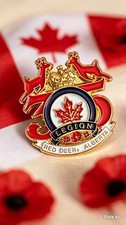 Vintage Royal Canadian Legion Red Deer Alberta Enamel Pin Badge Laurie Artiss picture