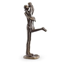 Bronze Passionate Kiss Couple Sculpture 8in Handcrafted Love Anniversary Decor picture