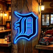 US STOCK Detroit  Tigers Dimmable LED Neon Sign 16