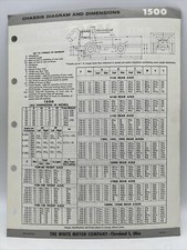 1963 THE WHITE MOTOR COMPANY 1500 CHASSIS DIAGRAM AND DIMENSIONS & OPTIONS picture