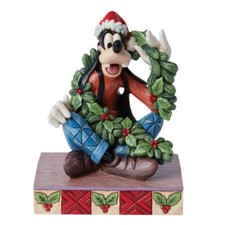 Jim Shore Disney Traditions Christmas Goofy with Wreath Figurine 6015011 picture