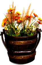 HODA Rustic Farmhouse Brown Bucket Wall Pocket MCM Cottage Vtg 1976 USA Sexton picture