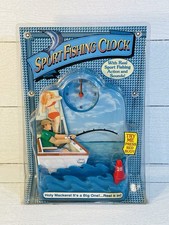 1999 Sport Fishing Clock with Motorized Fishing Action and Sounds NEW Sealed picture