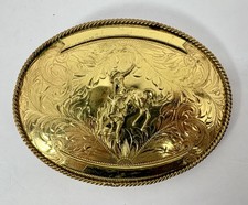 Vtg Montana Silversmiths Bronco Rider Belt Buckle Open Banners Western Cowboy 4” picture
