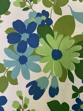 VTG RETRO 60 70s LARGE SCALE BOLD LIME AVOCADO GREEN FLORAL DECOR FABRIC 5 YDS picture