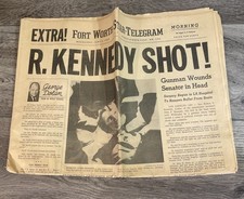 1968 Fort Worth Star-Telegram EXTRA Newspaper Robert F Kennedy RFK Shot Headline picture
