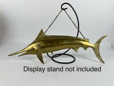 Vintage Brass Marlin Swordfish Wall Hanging 17” Nautical Decor Likely India picture
