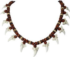 13 Genuine Shark Teeth Necklace for Men, Mako Shark Tooth Necklace, Handmade... picture