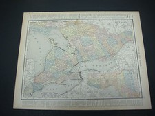 1914 Rand McNally Atlas Map Page Ontario / Quebec Canada Color Suitable To Frame picture
