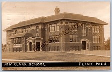 K47/ Flint Michigan RPPC Postcard c1910 New Clark School Building 202 picture