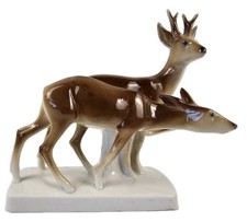 Vtg Carl Scheidig Grafenthal Porcelain Deer Buck & Doe Figurine 8025 Art Deco picture