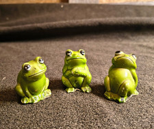 3 Vintage Green Frog Figurines - Frog Reptile Species Decorative Collectibles picture