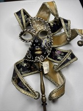 Venetian Carnevale Masquerade Mask Hand Made In Italy 22” Long W/ 7 Bells picture
